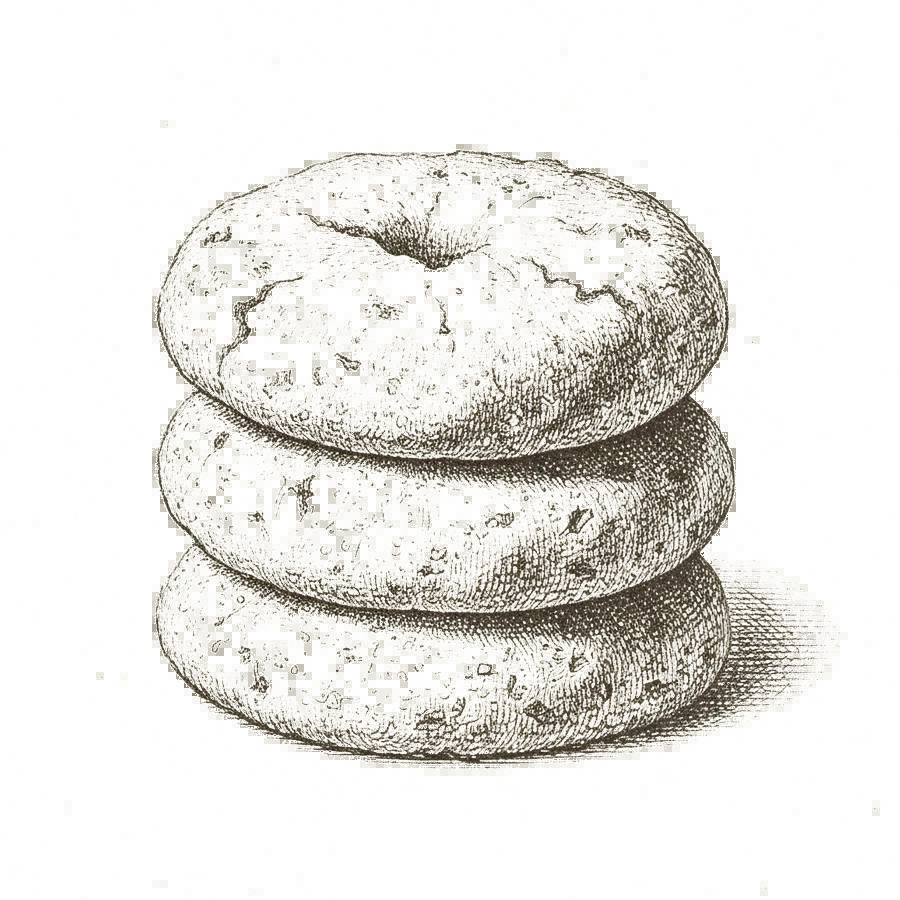 Engraved illustration of stacked dog treats